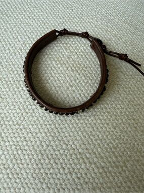 Chan Luu Brown Leather Beaded Wrap Bracelet